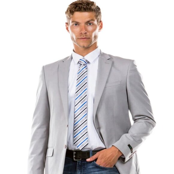 Light Grey Suit - Silver Gray Suit For Wedding - Men's Designer Separate Suit Li - Picture 1 of 2